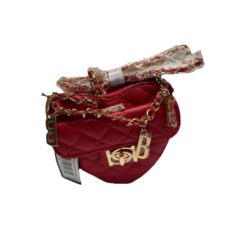 Bebe Solana Quilted Heart Crossbody Small Red Purse MSRP 89.00